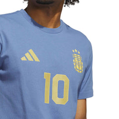 Adidas 2026 Argentina Men's Messi Name And Number Tee Crew Blue