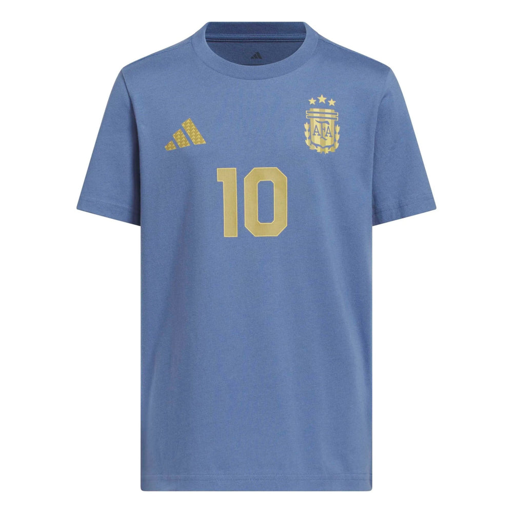 Adidas 2026 Argentina Youth Messi Name And Number Tee Crew Blue