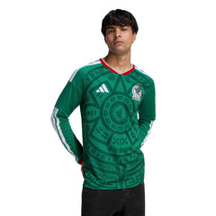 Adidas 2026 Mexico Men's Stadium Home Long-Sleeve Soccer Jersey Bold Green