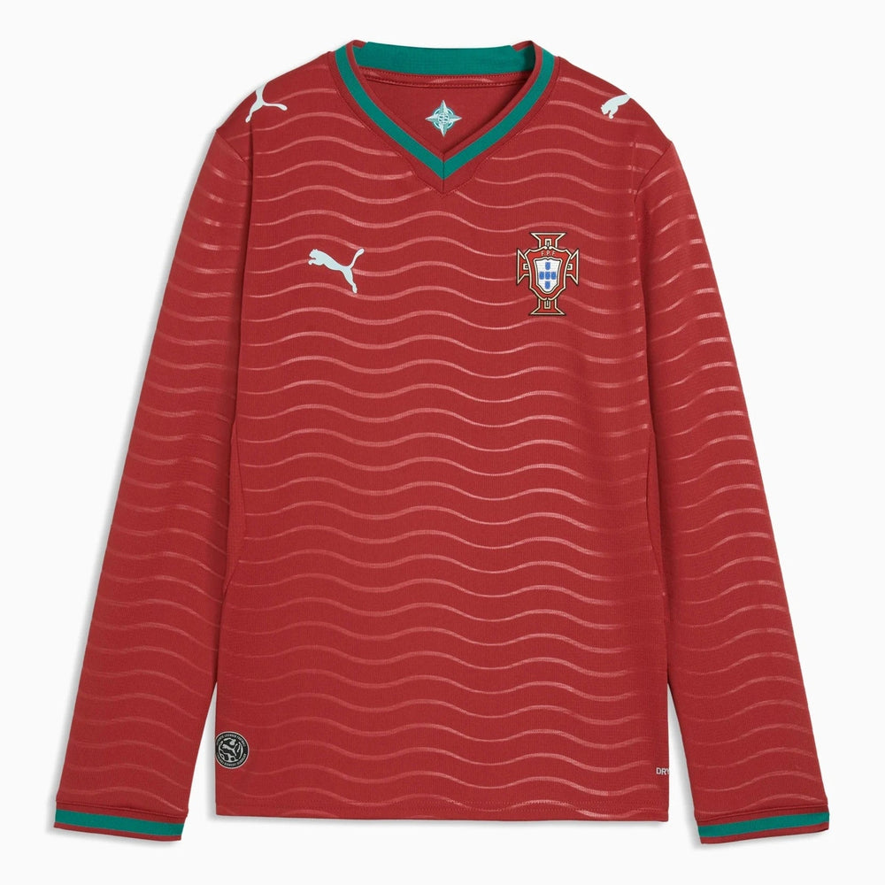 Puma 2026 Portugal Youth Stadium Home Long-Sleeve Jersey Club Red-Green Lagoon