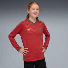 Puma 2026 Portugal Youth Stadium Home Long-Sleeve Jersey Club Red-Green Lagoon