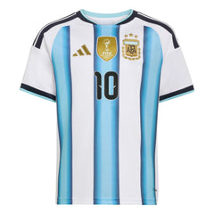Adidas 2026 Argentina Youth Stadium Home Messi #10 Soccer Jersey White / Icey Blue / Light Blue