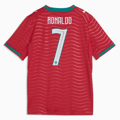 Puma 2026 Portugal Youth Stadium Home Ronaldo #7 Soccer Jersey Club Red-Green Lagoon