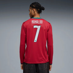 Puma 2026 Portugal Men's Stadium Home Ronaldo #7 Long-Sleeve Soccer Je Club Red-Green Lagoon
