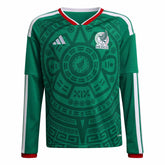 Adidas 2026 Mexico Youth Stadium Home Long-Sleeve Soccer Jersey Bold Green