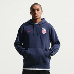 Nike 2026-27 USMNT Men's Club Fleece Pullover Hoodie Midnight Navy/University Red