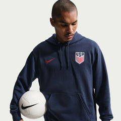 Nike 2026-27 USMNT Men's Club Fleece Pullover Hoodie Midnight Navy/University Red