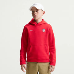 Nike 2026-27 USMNT Youth Club Pullover Hoodie University Red/Sail