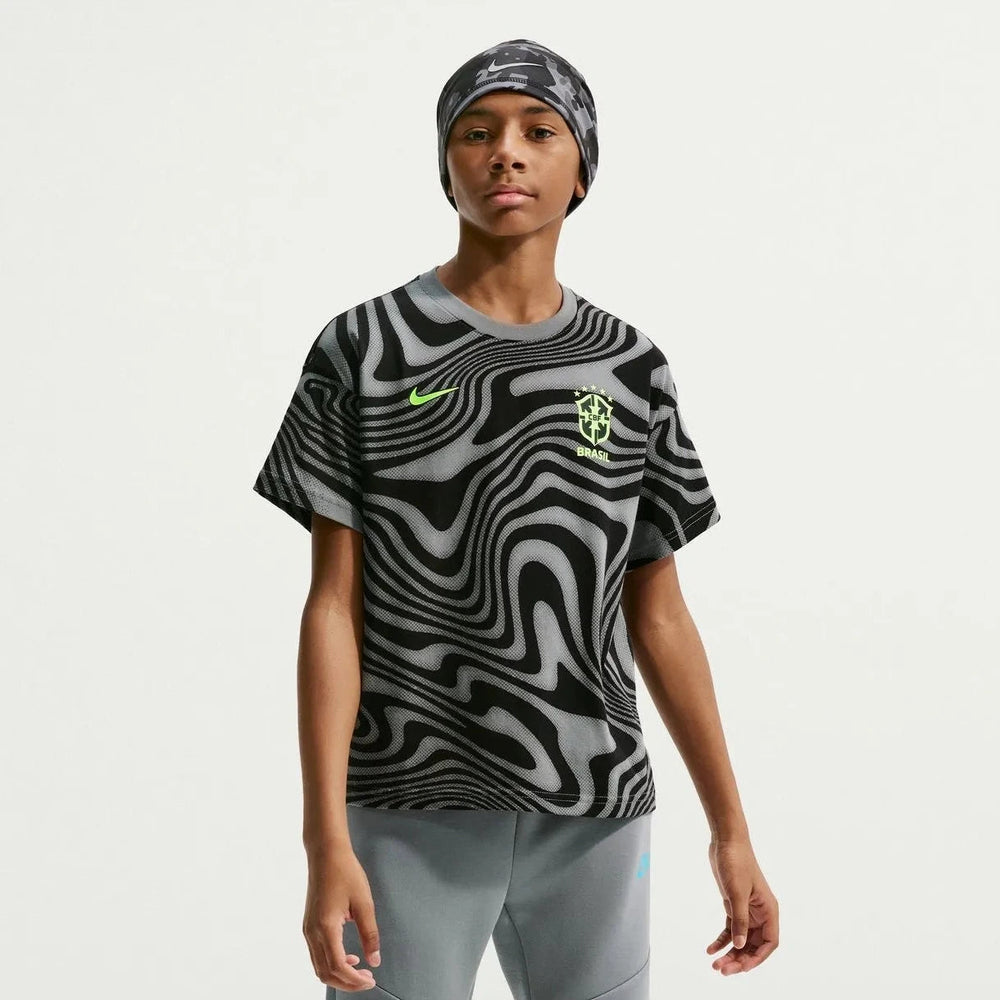 Nike 2026-27 Brazil Youth All Over Print Tee Dark Steel Grey