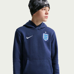 Nike 2026-27 England Youth Club Pullover Hoodie Midnight Navy/White