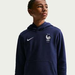 Nike 2026-27 France Youth Club Pullover Hoodie Blackened Blue/White