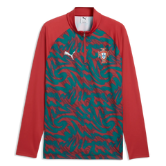 Puma 2026-27 Portugal Men's 1/4 Zip Pre-Match Top Club Red-Green Lagoon
