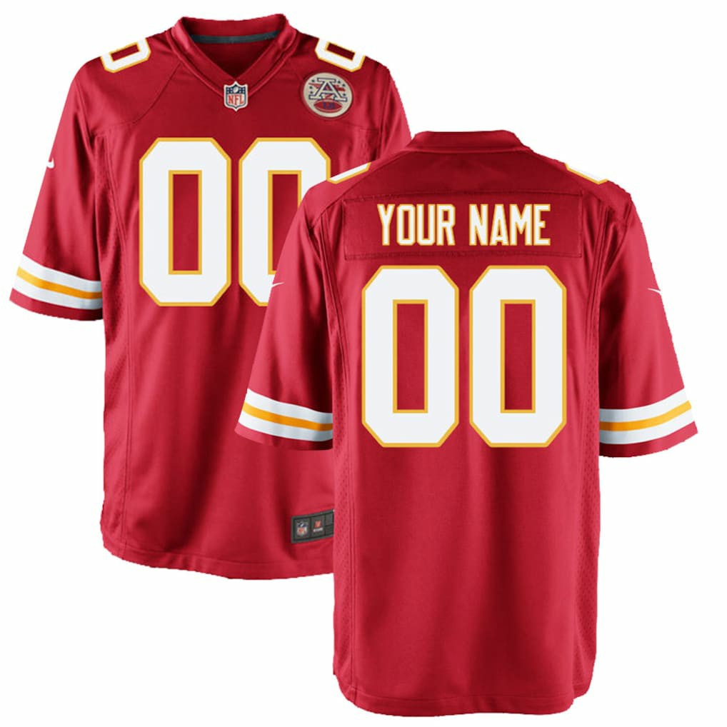 Kansas City Chiefs Youth Custom Game Jersey - Red Jerseys