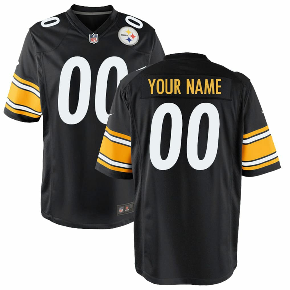 Pittsburgh Steelers Youth Custom Game Jersey - Black Jerseys