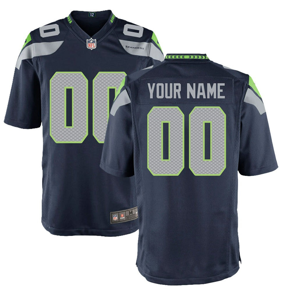 Seattle Seahawks Youth Custom Game Jersey - College Navy Jerseys