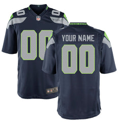 Seattle Seahawks Youth Custom Game Jersey - College Navy Jerseys
