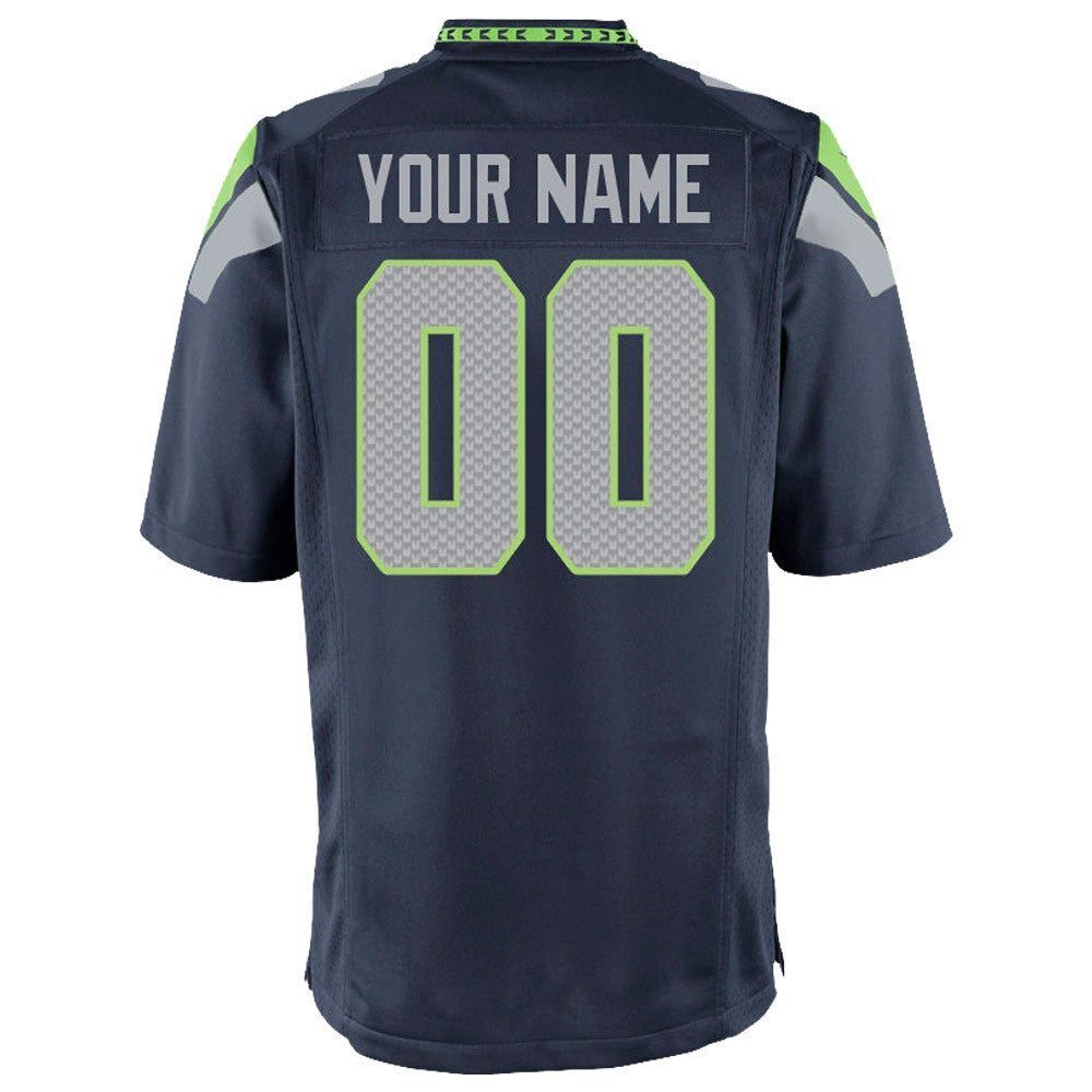 Seattle Seahawks Youth Custom Game Jersey - College Navy Jerseys