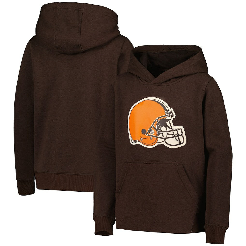 Cleveland Browns Youth Team Logo Pullover Hoodie - Brown Hoodies