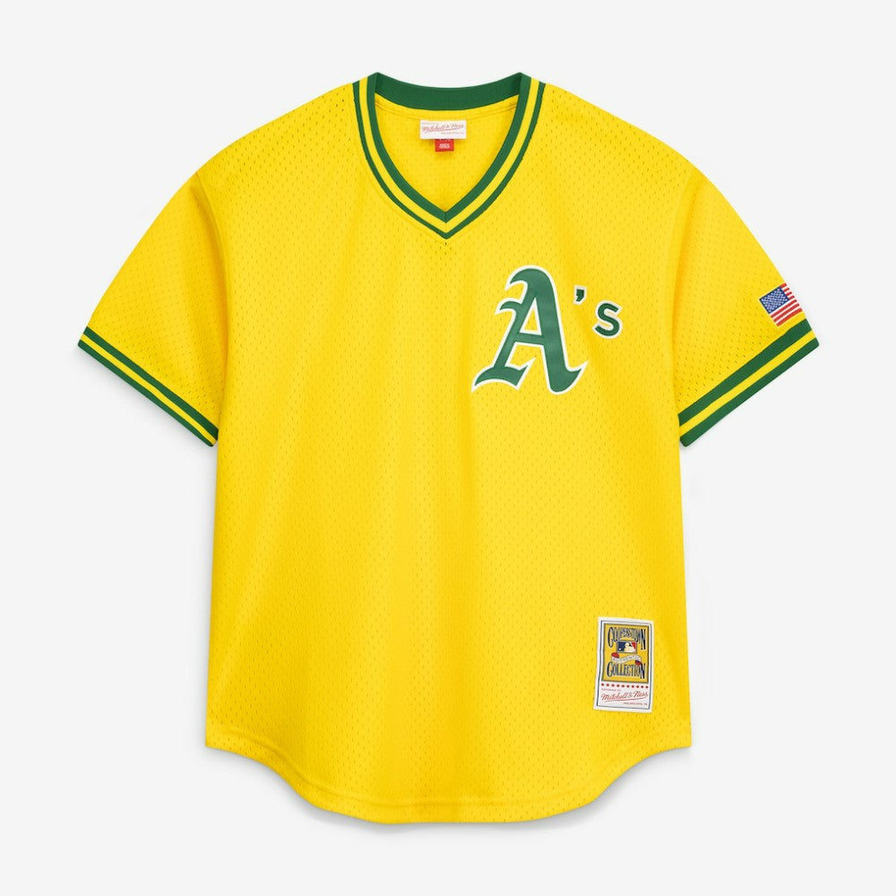 Rickey Henderson Athletics Mitchell & Ness Authentic Batting Practice Jersey - Yellow Jerseys