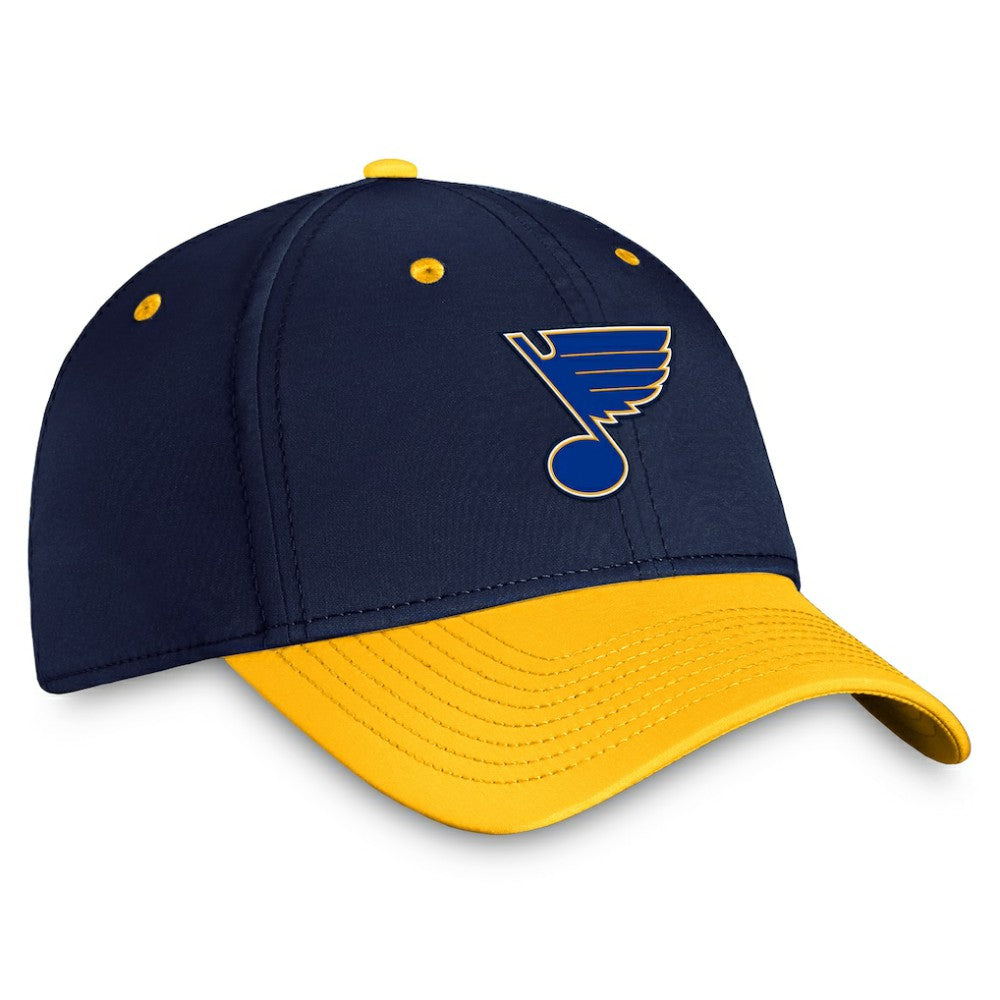 St. Louis Blues Fanatics Authentic Pro Rink Two-Tone Flex Hat – Navy/Gold | US 200000487