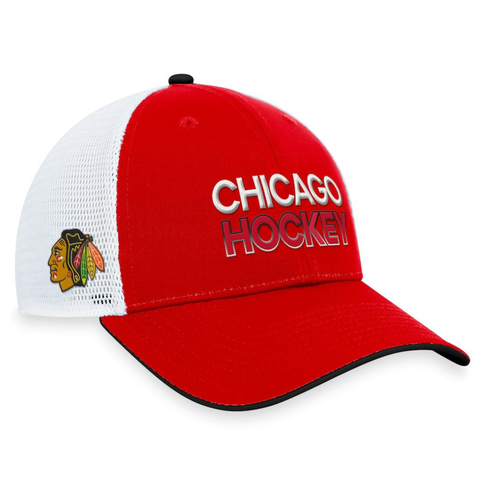 Chicago Blackhawks Fanatics Authentic Pro Rink Trucker Adjustable Hat - Red | US 200000896
