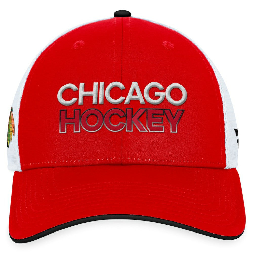 Chicago Blackhawks Fanatics Authentic Pro Rink Trucker Adjustable Hat - Red | US 200000896