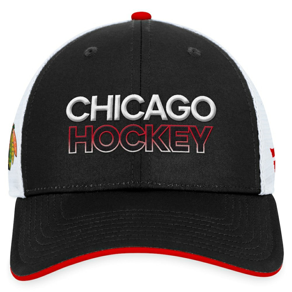 Chicago Blackhawks Fanatics Authentic Pro Rink Trucker Adjustable Hat - Black | US 200000900
