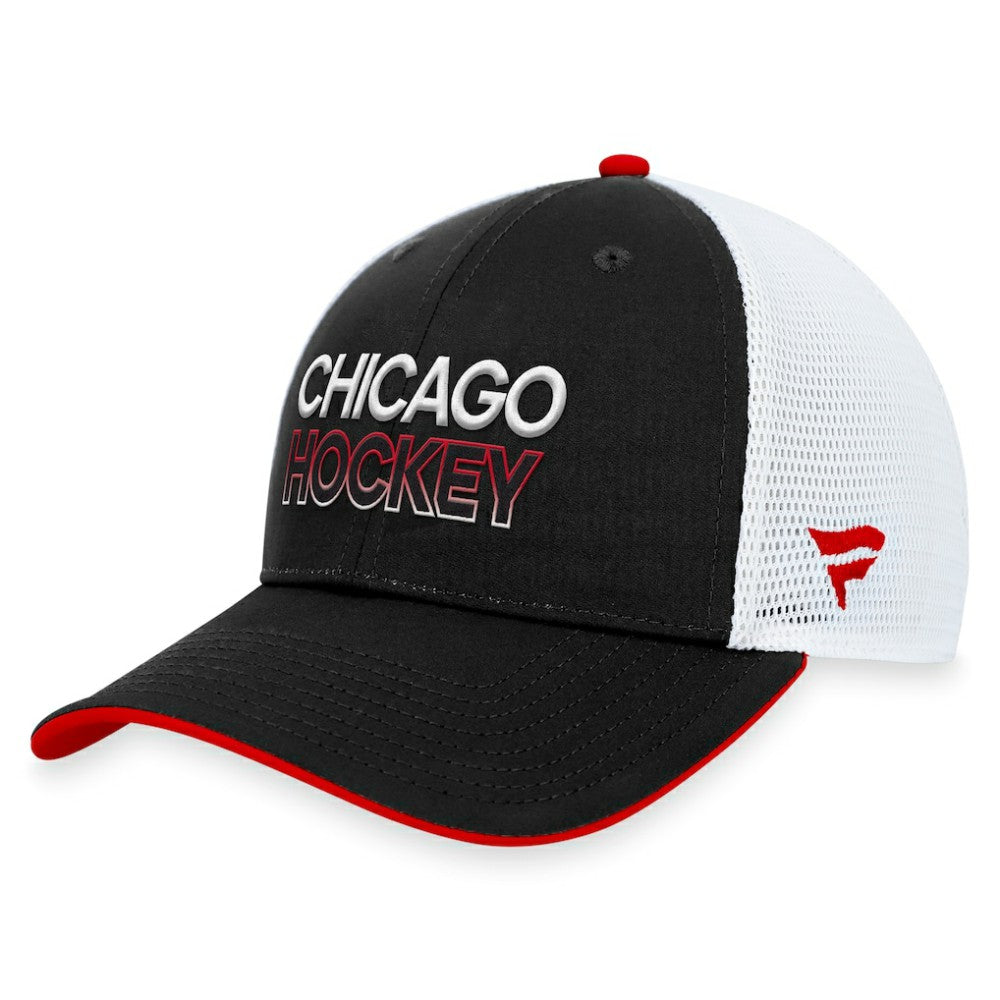 Chicago Blackhawks Fanatics Authentic Pro Rink Trucker Adjustable Hat - Black | US 200000900