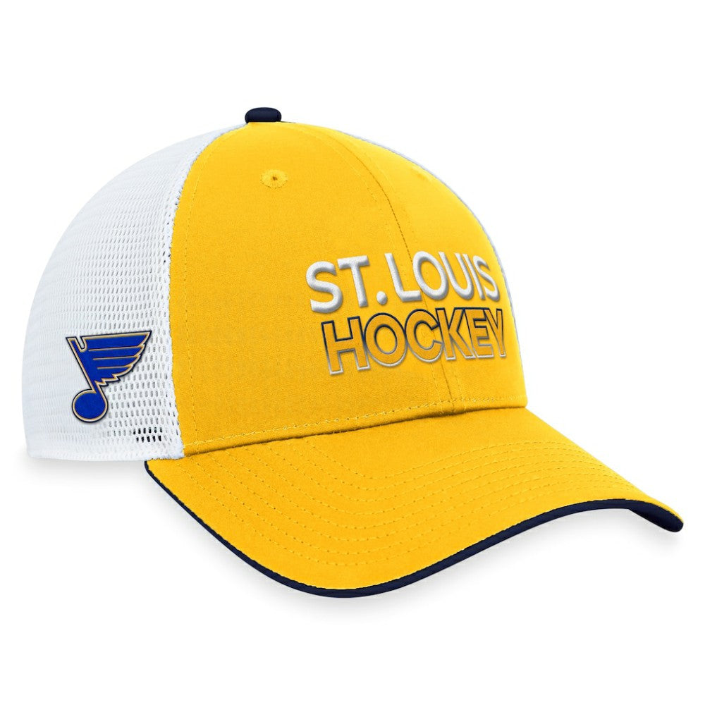 St. Louis Blues Fanatics Authentic Pro Rink Trucker Adjustable Hat - Gold | US 200000932