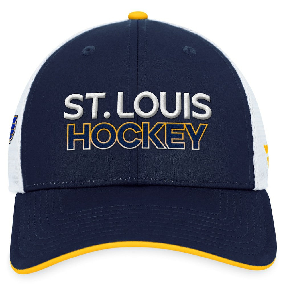 St. Louis Blues Fanatics Authentic Pro Rink Trucker Adjustable Hat - Navy | US 200000939