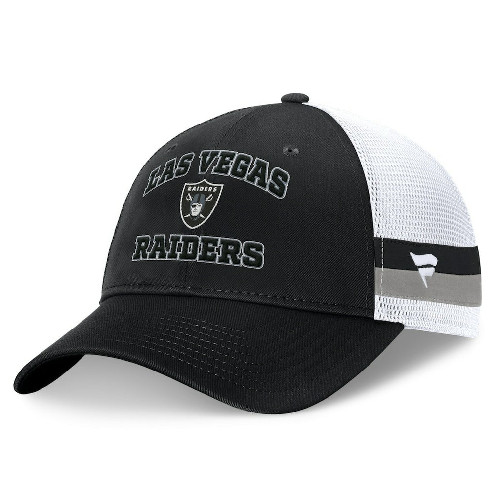 Las Vegas Raiders Fundamentals Side Stripe Trucker Adjustable Hat - Black/White Hats