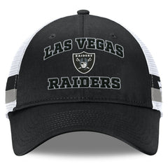 Las Vegas Raiders Fundamentals Side Stripe Trucker Adjustable Hat - Black/White Hats