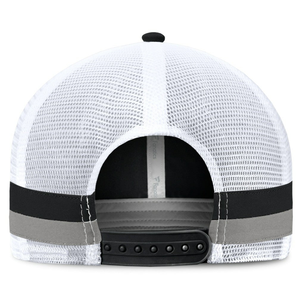 Las Vegas Raiders Fundamentals Side Stripe Trucker Adjustable Hat - Black/White Hats