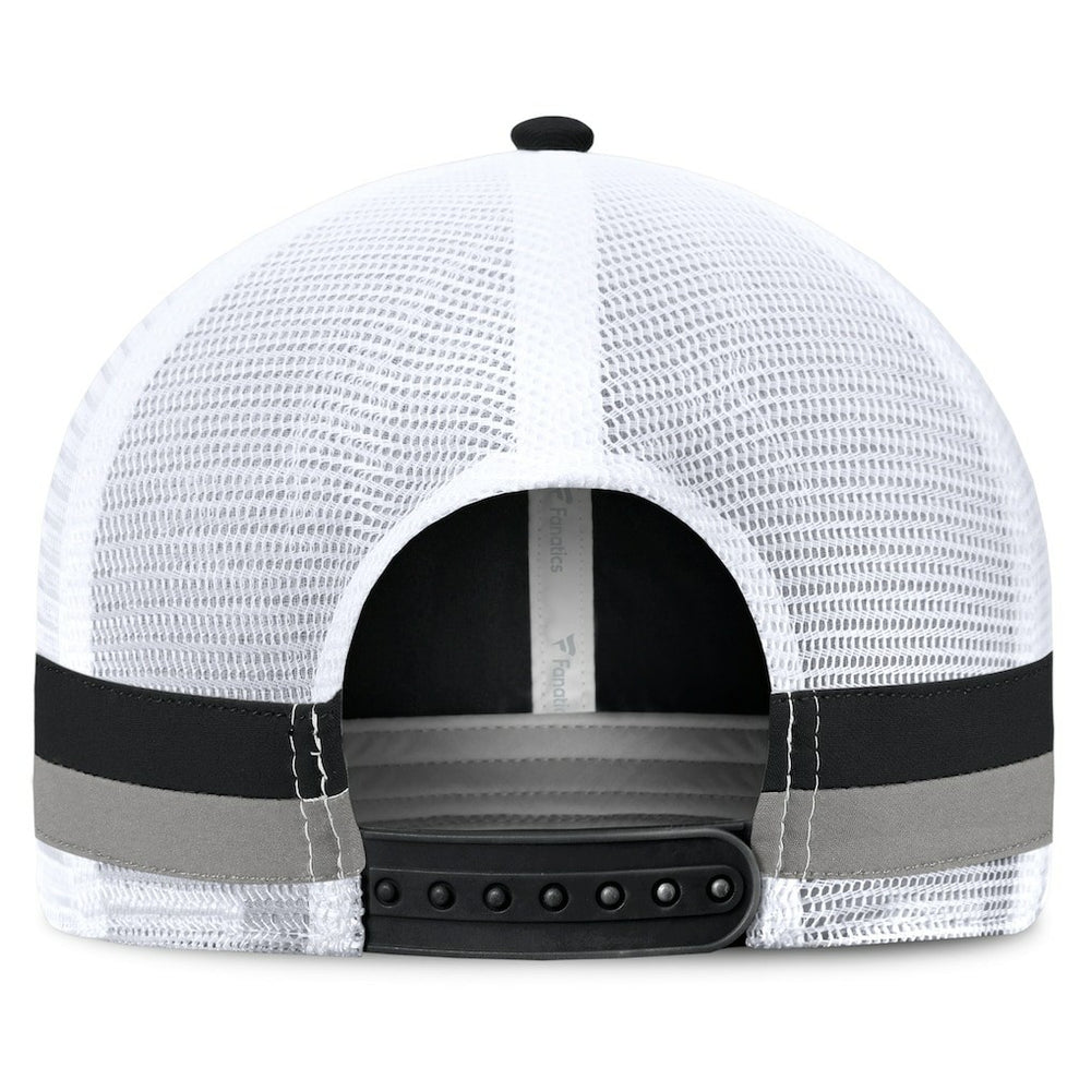 Las Vegas Raiders Fundamentals Side Stripe Trucker Adjustable Hat - Black/White Hats