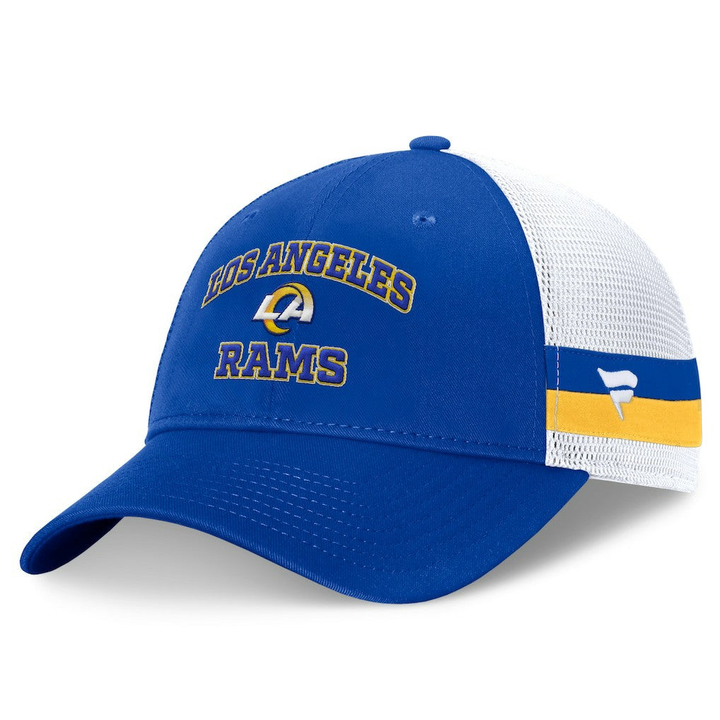 Los Angeles Rams Fundamentals Side Stripe Trucker Adjustable Hat - Royal/White Hats