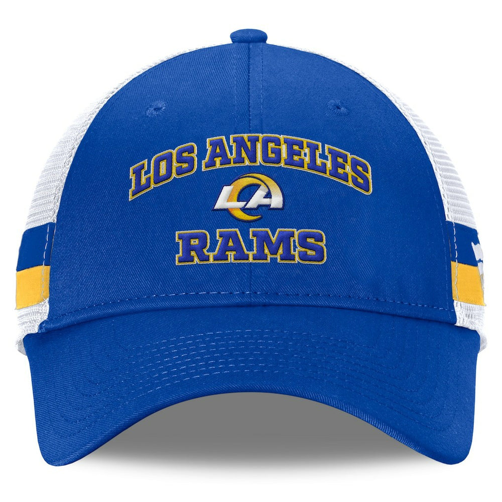 Los Angeles Rams Fundamentals Side Stripe Trucker Adjustable Hat - Royal/White Hats