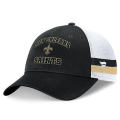 New Orleans Saints Fundamentals Side Stripe Trucker Adjustable Hat - Black/White Hats