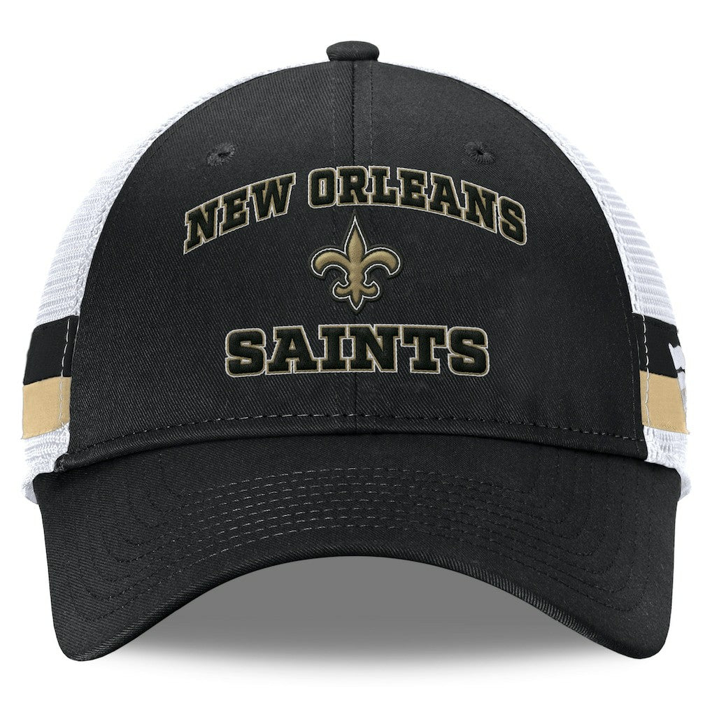 New Orleans Saints Fundamentals Side Stripe Trucker Adjustable Hat - Black/White Hats