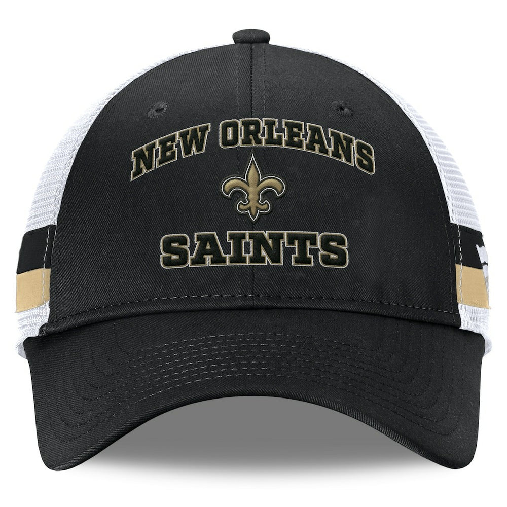 New Orleans Saints Fundamentals Side Stripe Trucker Adjustable Hat - Black/White Hats