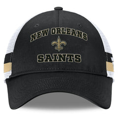 New Orleans Saints Fundamentals Side Stripe Trucker Adjustable Hat - Black/White Hats