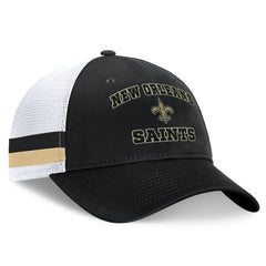 New Orleans Saints Fundamentals Side Stripe Trucker Adjustable Hat - Black/White Hats