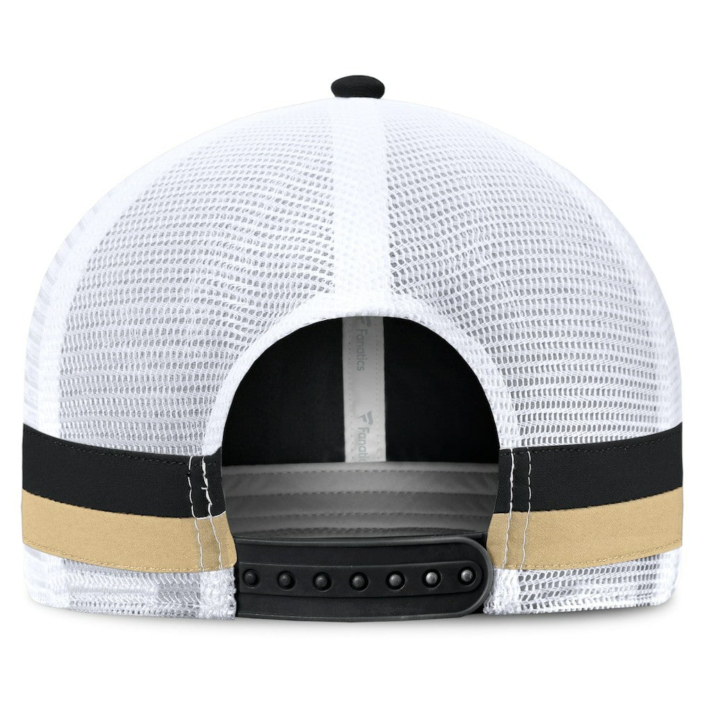 New Orleans Saints Fundamentals Side Stripe Trucker Adjustable Hat - Black/White Hats
