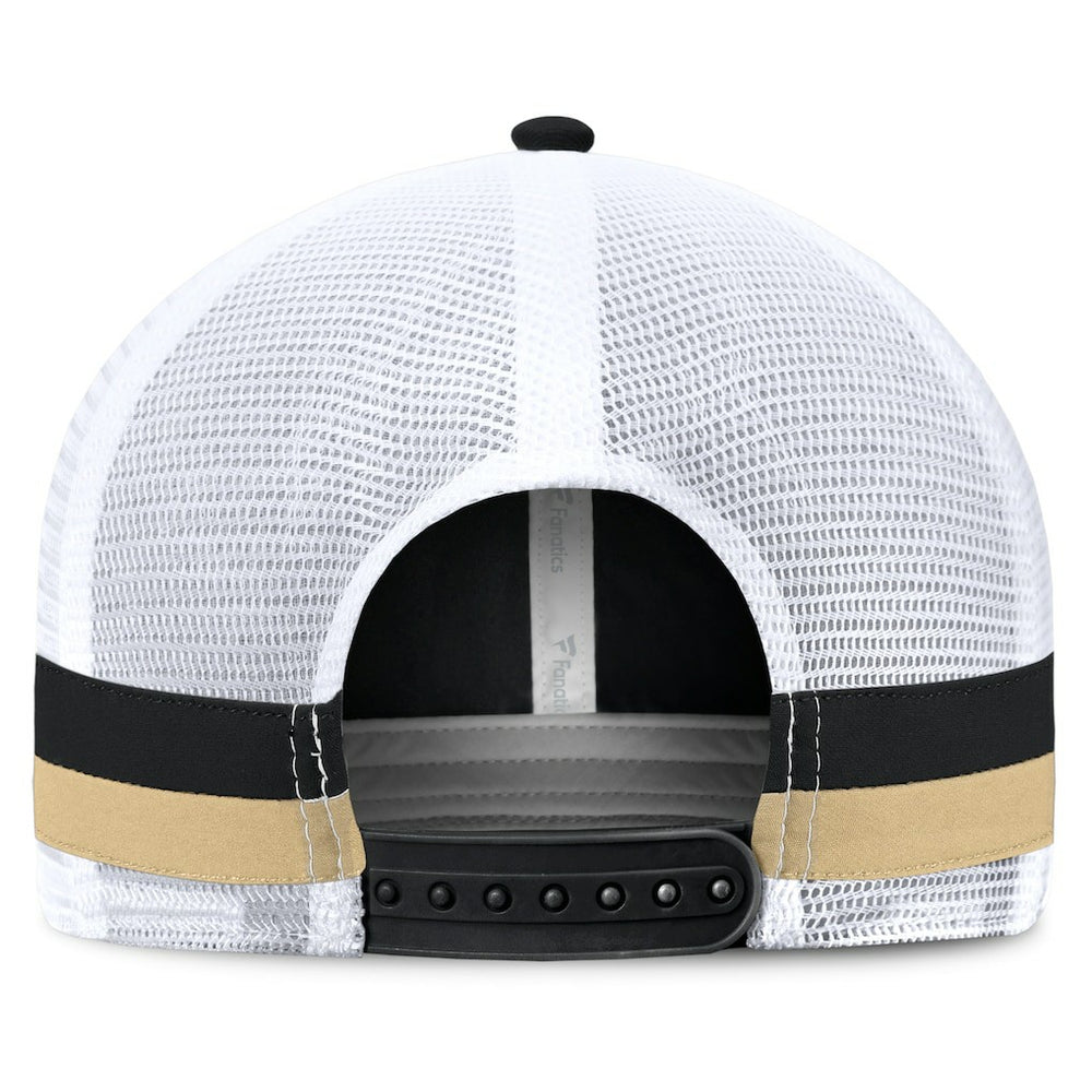 New Orleans Saints Fundamentals Side Stripe Trucker Adjustable Hat - Black/White Hats