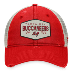 Tampa Bay Buccaneers Heritage Patch Trucker Adjustable Hat - Red/Natural Hats
