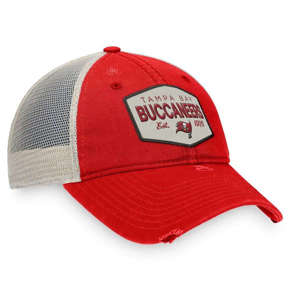 Tampa Bay Buccaneers Heritage Patch Trucker Adjustable Hat - Red/Natural Hats