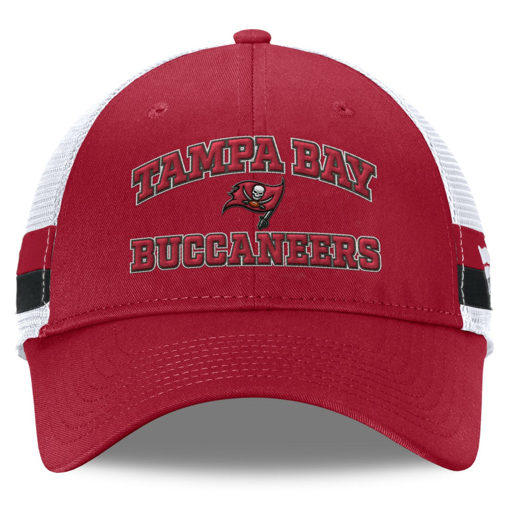 Tampa Bay Buccaneers Fundamentals Side Stripe Trucker Adjustable Hat - Red/White Hats