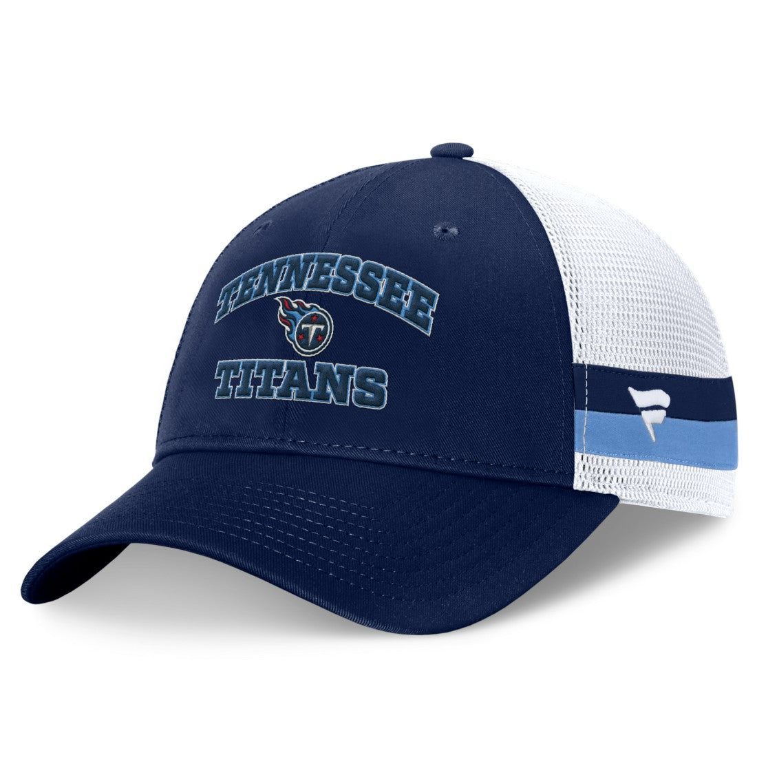 Tennessee Titans Fundamentals Side Stripe Trucker Adjustable Hat - Navy/White Hats
