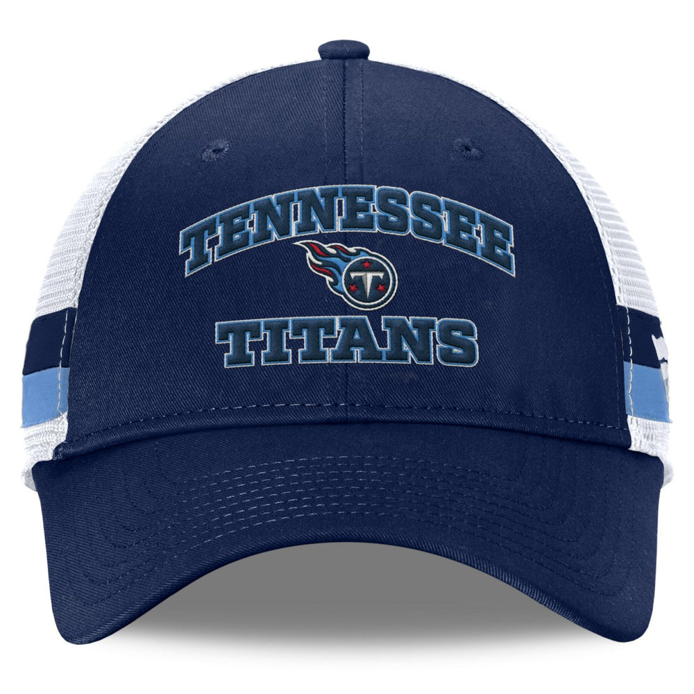 Tennessee Titans Fundamentals Side Stripe Trucker Adjustable Hat - Navy/White Hats