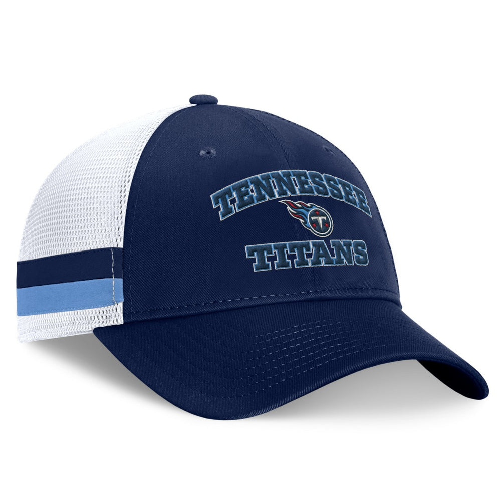 Tennessee Titans Fundamentals Side Stripe Trucker Adjustable Hat - Navy/White Hats