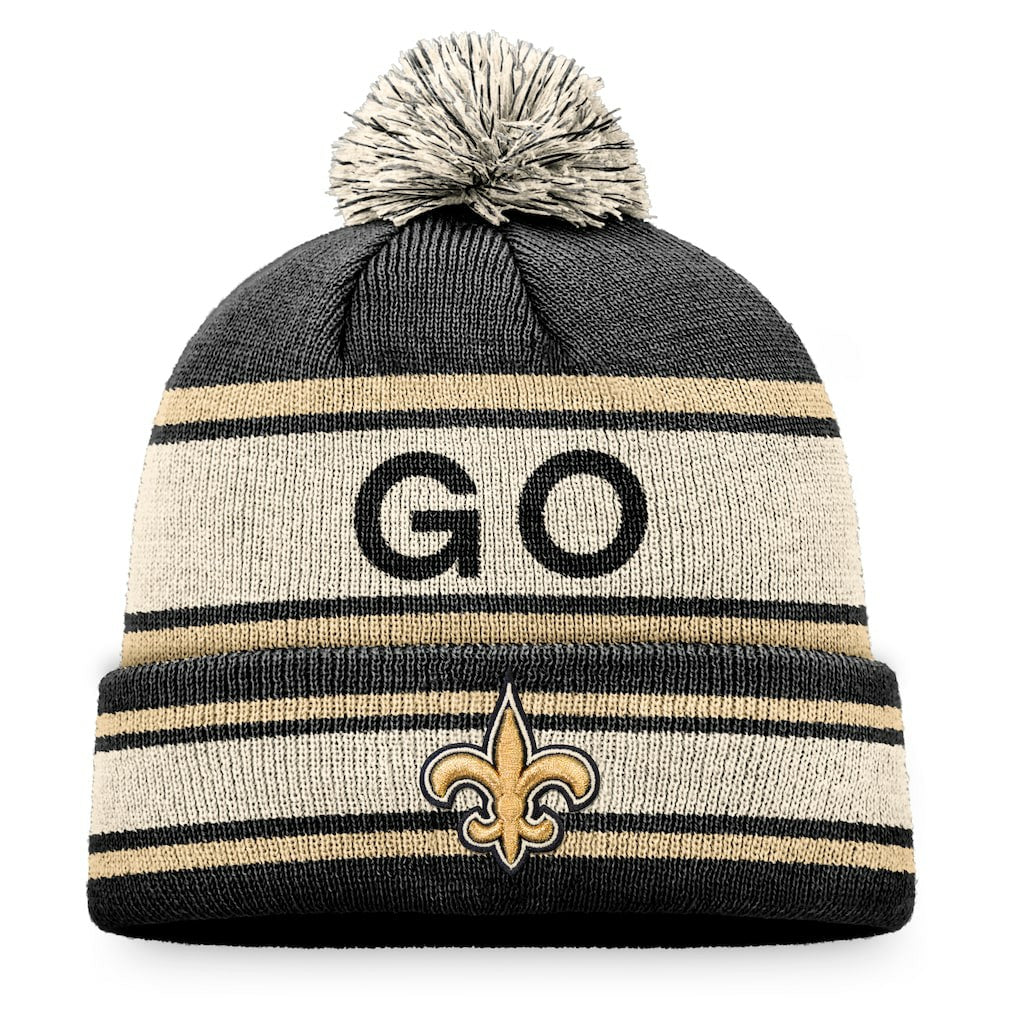 New Orleans Saints Heritage Cuffed Knit Hat with Pom - Black Hats
